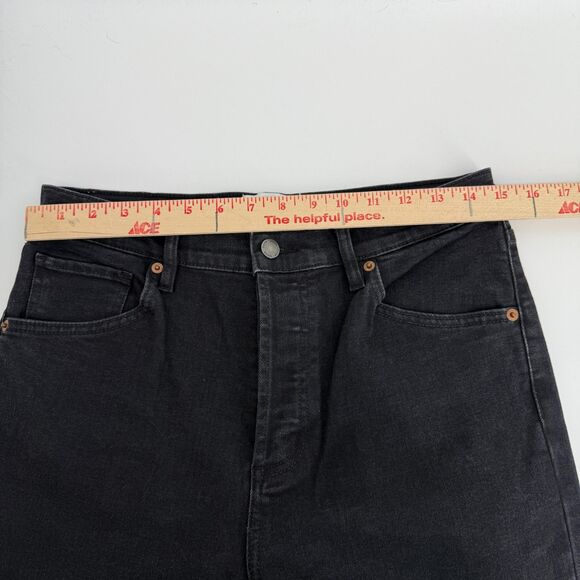 DUER Jeans Womens 29x27 Midweight Denim High Rise Straight Aged Black Button Fly - Picture 11 of 12